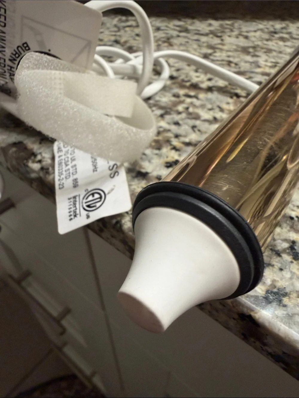 Gold Barrel Hair Styling Wand with White Handle